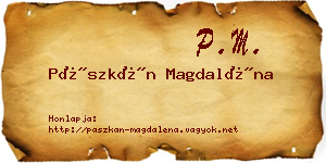 Pászkán Magdaléna névjegykártya